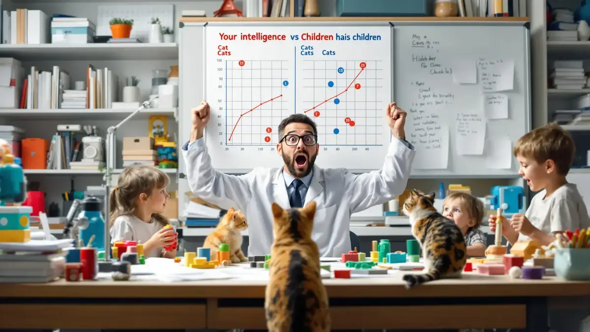 Een onderzoeker doet een ongelooflijke ontdekking door de intelligentie van kinderen en katten te vergelijken en staat er zelf van te kijken.